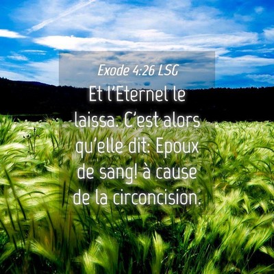 Picture 04 - Exode 4:26 LSG - Et l'Eternel le laissa. C'est alors qu'elle dit: - Bible Verse Picture