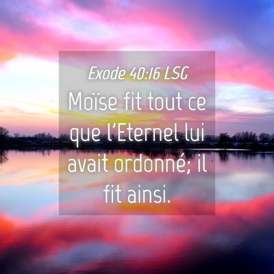 Picture 04 - Exode 40:16 LSG - Moïse fit tout ce que l'Eternel lui avait - Bible Verse Picture