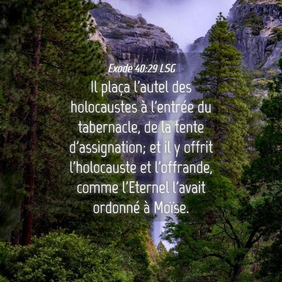 Picture 04 - Exode 40:29 LSG - Il plaça l'autel des holocaustes à l'entrée du - Bible Verse Picture