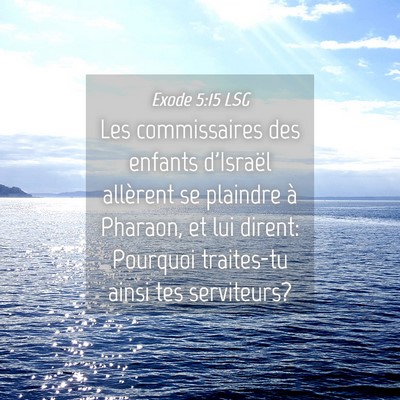 Picture 04 - Exode 5:15 LSG - Les commissaires des enfants d'Israël allèrent - Bible Verse Picture