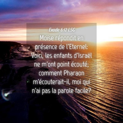 Picture 04 - Exode 6:12 LSG - Moïse répondit en présence de l'Eternel: - Bible Verse Picture