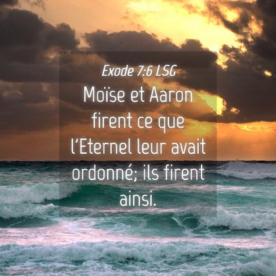 Picture 04 - Exode 7:6 LSG - Moïse et Aaron firent ce que l'Eternel leur - Bible Verse Picture
