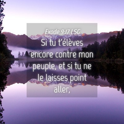 Picture 04 - Exode 9:17 LSG - Si tu t'élèves encore contre mon peuple, et si - Bible Verse Picture