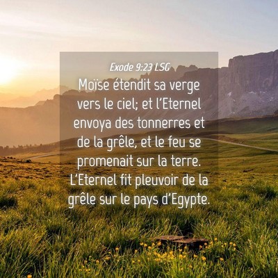 Picture 04 - Exode 9:23 LSG - Moïse étendit sa verge vers le ciel; et - Bible Verse Picture