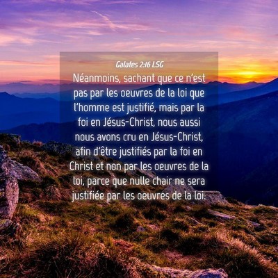 Picture 04 - Galates 2:16 LSG - Néanmoins, sachant que ce n'est pas par les - Bible Verse Picture