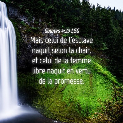 Picture 04 - Galates 4:23 LSG - Mais celui de l'esclave naquit selon la chair, et - Bible Verse Picture