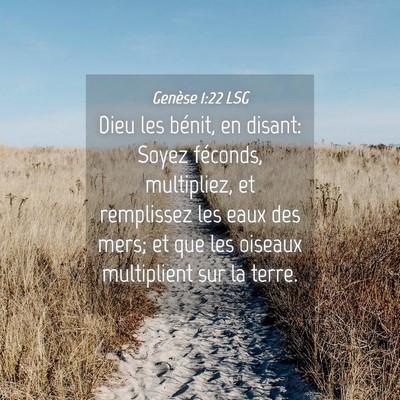 Picture 04 - Genèse 1:22 LSG - Dieu les bénit, en disant: Soyez féconds, - Bible Verse Picture