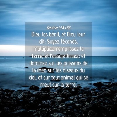 Picture 04 - Genèse 1:28 LSG - Dieu les bénit, et Dieu leur dit: Soyez - Bible Verse Picture