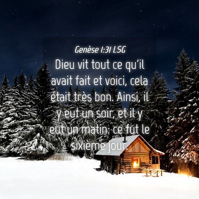 Picture 04 - Genèse 1:31 LSG - Dieu vit tout ce qu'il avait fait et voici, cela - Bible Verse Picture