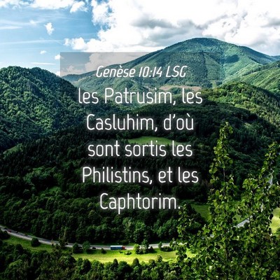 Picture 04 - Genèse 10:14 LSG - les Patrusim, les Casluhim, d'où sont sortis les - Bible Verse Picture