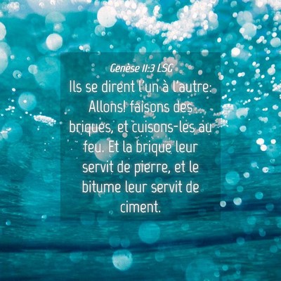 Picture 04 - Genèse 11:3 LSG - Ils se dirent l'un à l'autre: Allons! faisons - Bible Verse Picture