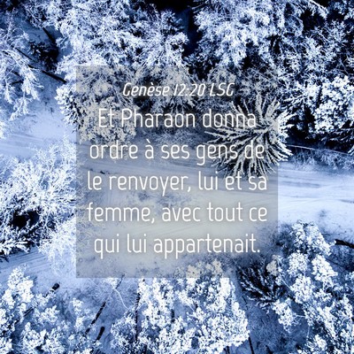 Picture 04 - Genèse 12:20 LSG - Et Pharaon donna ordre à ses gens de le - Bible Verse Picture