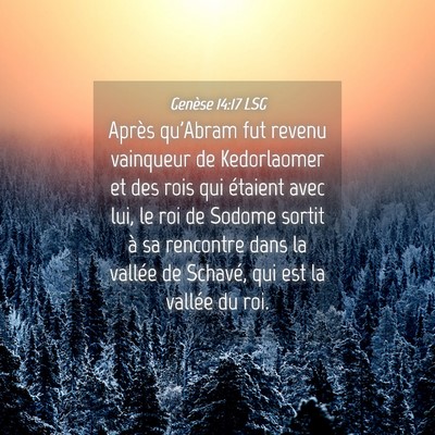 Picture 04 - Genèse 14:17 LSG - Après qu'Abram fut revenu vainqueur de - Bible Verse Picture