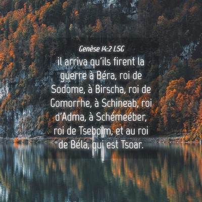 Picture 04 - Genèse 14:2 LSG - il arriva qu'ils firent la guerre à Béra, roi - Bible Verse Picture