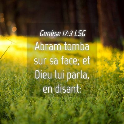 Picture 04 - Genèse 17:3 LSG - Abram tomba sur sa face; et Dieu lui parla, en - Bible Verse Picture