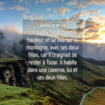 Picture 04 - Genèse 19:30 LSG - Lot quitta Tsoar pour la hauteur, et se fixa sur - Bible Verse Picture