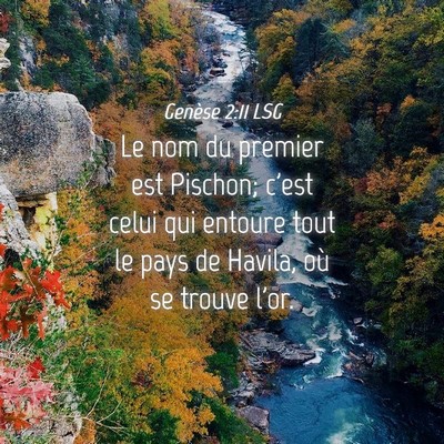 Picture 04 - Genèse 2:11 LSG - Le nom du premier est Pischon; c'est celui qui - Bible Verse Picture
