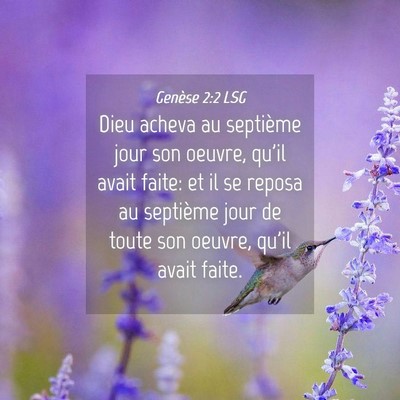 Picture 04 - Genèse 2:2 LSG - Dieu acheva au septième jour son oeuvre, qu'il - Bible Verse Picture