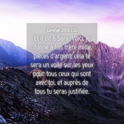 Picture 04 - Genèse 20:16 LSG - Et il dit à Sara: Voici, je donne à ton frère - Bible Verse Picture