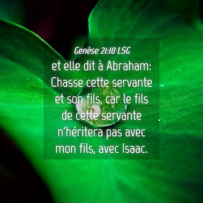 Picture 04 - Genèse 21:10 LSG - et elle dit à Abraham: Chasse cette servante et - Bible Verse Picture