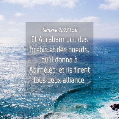 Picture 04 - Genèse 21:27 LSG - Et Abraham prit des brebis et des boeufs, qu'il - Bible Verse Picture