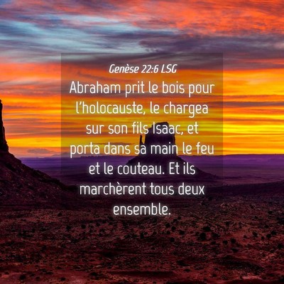 Picture 04 - Genèse 22:6 LSG - Abraham prit le bois pour l'holocauste, le - Bible Verse Picture