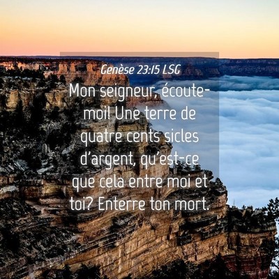 Picture 04 - Genèse 23:15 LSG - Mon seigneur, écoute-moi! Une terre de quatre - Bible Verse Picture