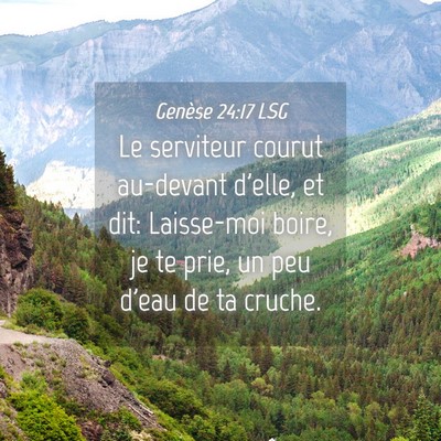 Picture 04 - Genèse 24:17 LSG - Le serviteur courut au-devant d'elle, et dit: - Bible Verse Picture