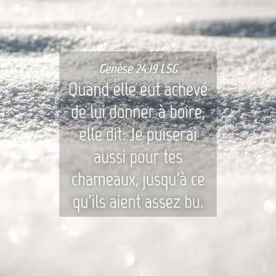 Picture 04 - Genèse 24:19 LSG - Quand elle eut achevé de lui donner à boire, - Bible Verse Picture