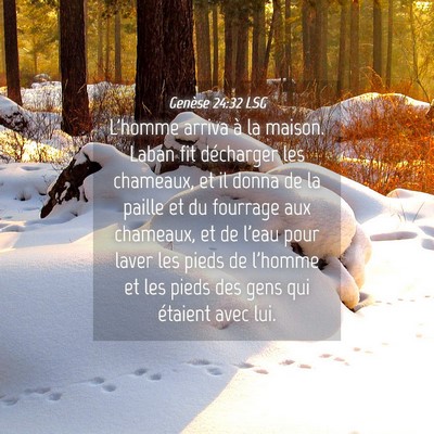 Picture 04 - Genèse 24:32 LSG - L'homme arriva à la maison. Laban fit décharger - Bible Verse Picture