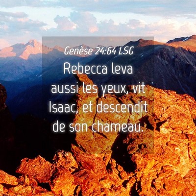 Picture 04 - Genèse 24:64 LSG - Rebecca leva aussi les yeux, vit Isaac, et - Bible Verse Picture