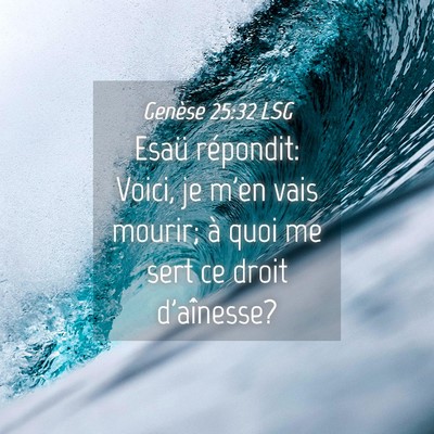 Picture 04 - Genèse 25:32 LSG - Esaü répondit: Voici, je m'en vais mourir; à - Bible Verse Picture