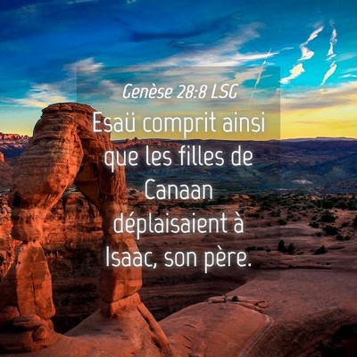 Picture 04 - Genèse 28:8 LSG - Esaü comprit ainsi que les filles de Canaan - Bible Verse Picture