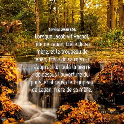 Picture 04 - Genèse 29:10 LSG - Lorsque Jacob vit Rachel, fille de Laban, frère - Bible Verse Picture