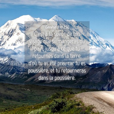 Picture 04 - Genèse 3:19 LSG - C'est à la sueur de ton visage que tu mangeras - Bible Verse Picture