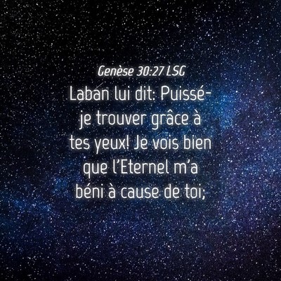 Picture 04 - Genèse 30:27 LSG - Laban lui dit: Puissé-je trouver grâce à tes - Bible Verse Picture