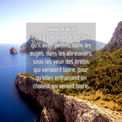 Picture 04 - Genèse 30:38 LSG - Puis il plaça les branches, qu'il avait pelées, - Bible Verse Picture