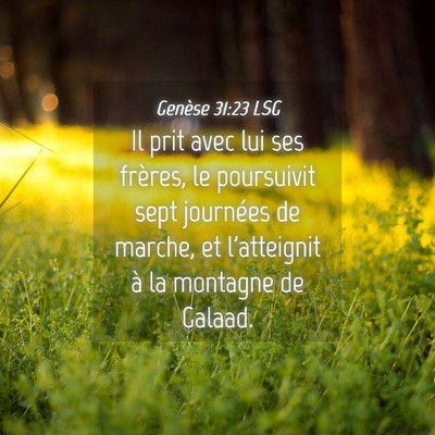 Picture 04 - Genèse 31:23 LSG - Il prit avec lui ses frères, le poursuivit sept - Bible Verse Picture
