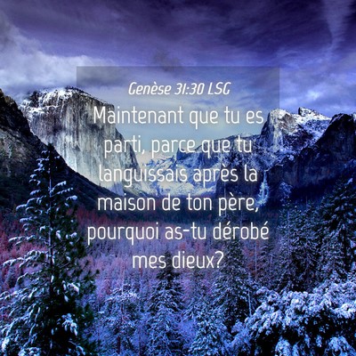 Picture 04 - Genèse 31:30 LSG - Maintenant que tu es parti, parce que tu - Bible Verse Picture