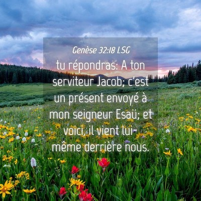 Picture 04 - Genèse 32:18 LSG - tu répondras: A ton serviteur Jacob; c'est un - Bible Verse Picture
