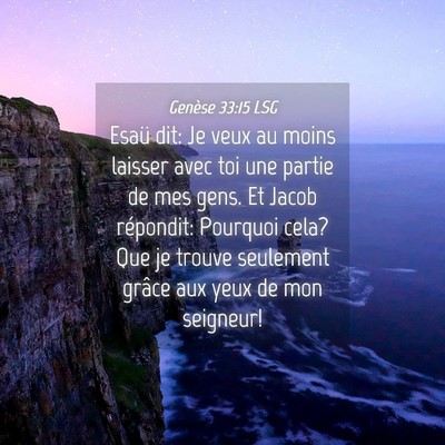 Picture 04 - Genèse 33:15 LSG - Esaü dit: Je veux au moins laisser avec toi une - Bible Verse Picture