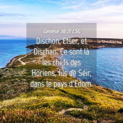 Picture 04 - Genèse 36:21 LSG - Dischon, Etser, et Dischan. Ce sont là les chefs - Bible Verse Picture