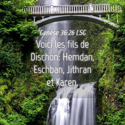 Picture 04 - Genèse 36:26 LSG - Voici les fils de Dischon: Hemdan, Eschban, - Bible Verse Picture