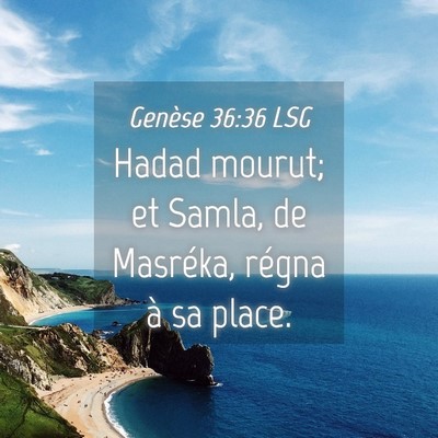Picture 04 - Genèse 36:36 LSG - Hadad mourut; et Samla, de Masréka, régna à sa - Bible Verse Picture
