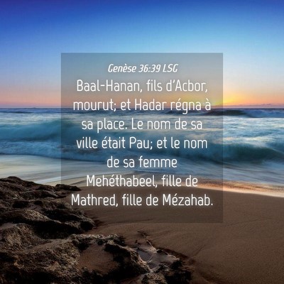 Picture 04 - Genèse 36:39 LSG - Baal-Hanan, fils d'Acbor, mourut; et Hadar régna - Bible Verse Picture