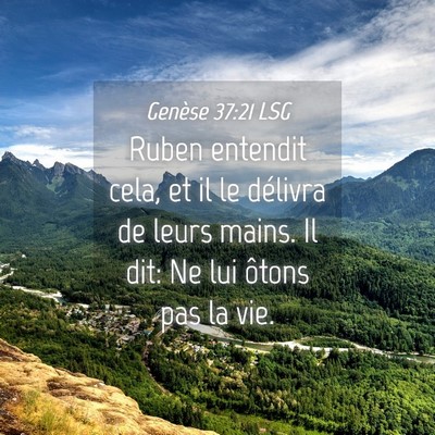 Picture 04 - Genèse 37:21 LSG - Ruben entendit cela, et il le délivra de leurs - Bible Verse Picture