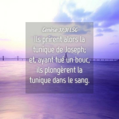 Picture 04 - Genèse 37:31 LSG - Ils prirent alors la tunique de Joseph; et, ayant - Bible Verse Picture