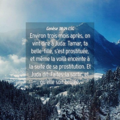 Picture 04 - Genèse 38:24 LSG - Environ trois mois après, on vint dire à Juda: - Bible Verse Picture