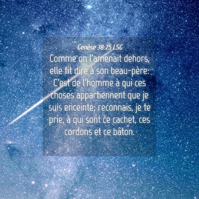 Picture 04 - Genèse 38:25 LSG - Comme on l'amenait dehors, elle fit dire à son - Bible Verse Picture