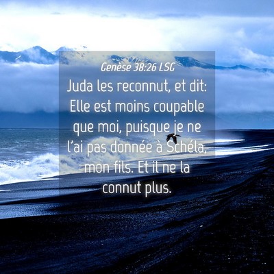 Picture 04 - Genèse 38:26 LSG - Juda les reconnut, et dit: Elle est moins - Bible Verse Picture